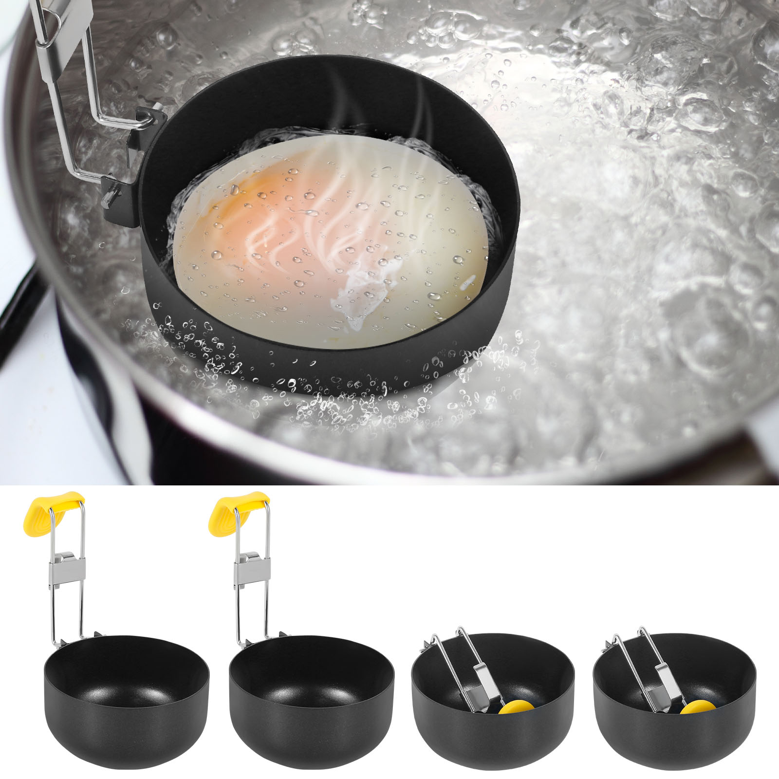 Mini Pancake Griddle - 4 Pack Stainless Steel Egg Poacher,