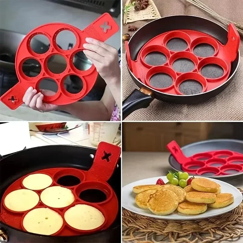 Silicone 7-hole Circular Fryin - đánh giá và giá Egg Waffle Pan
