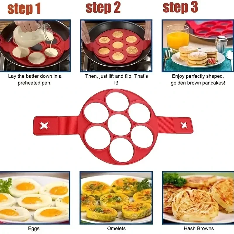 Silicone 7-hole Circular Fryin - đánh giá và giá Egg Waffle Pan